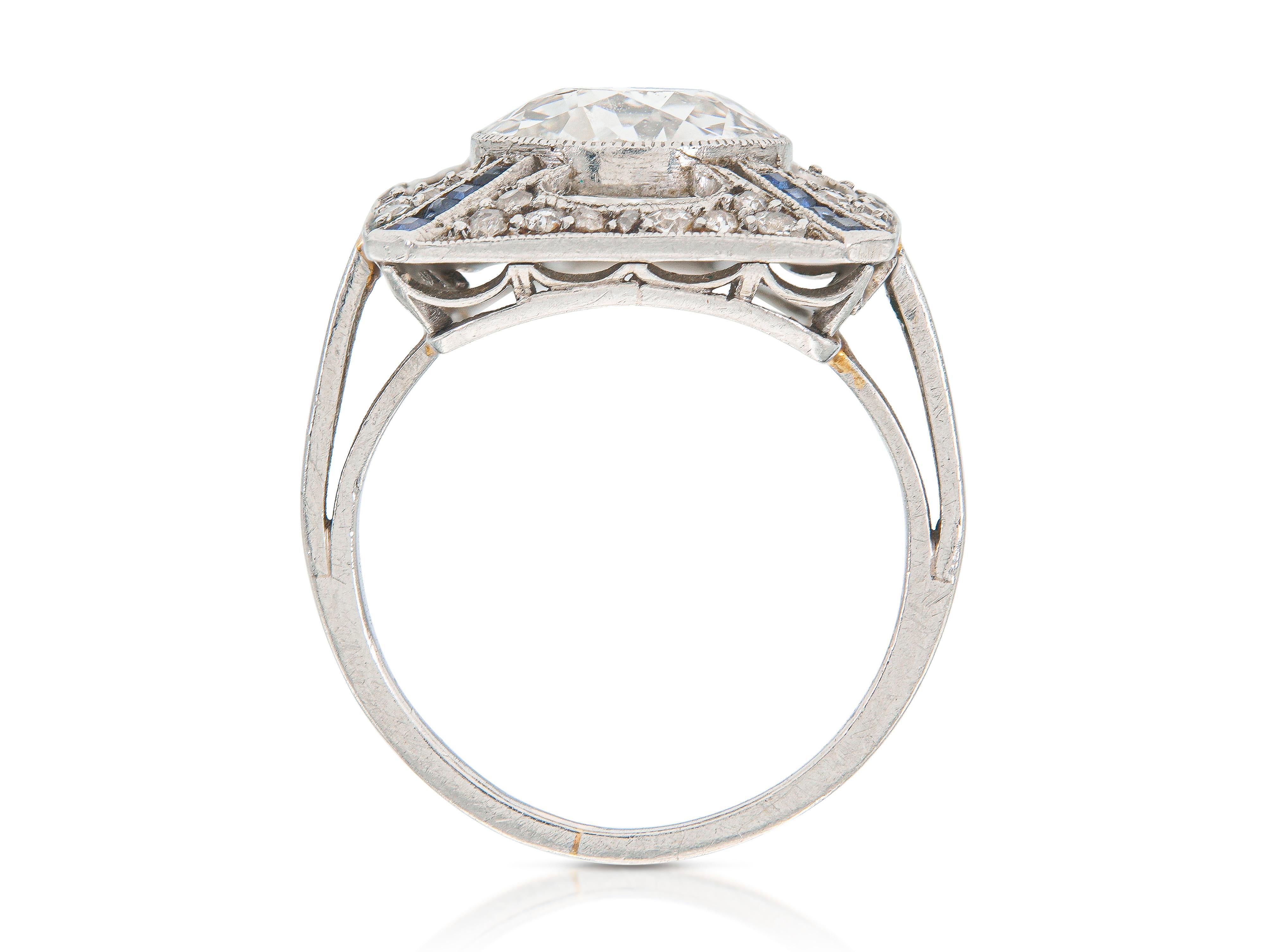 Bague de fiançailles Art déco ancienne des années 1920 avec diamant taille européenne ancienne de 2,00 carats Bon état - En vente à New York, NY