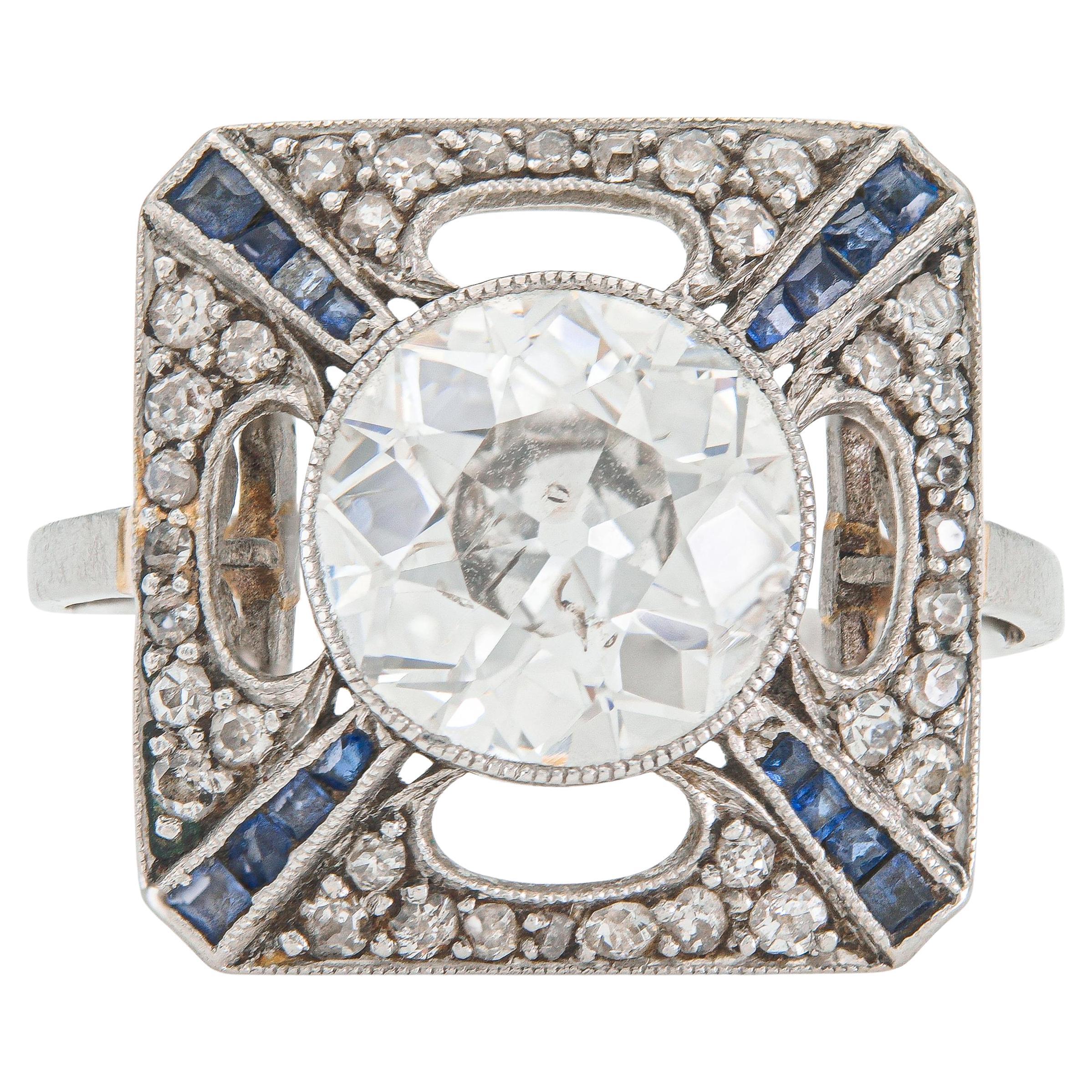 Antique Art Deco 1920s 2.00 Carat Old European Cut Diamond Engagement Ring