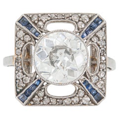 Antique Art Deco 1920s 2.00 Carat Old European Cut Diamond Engagement Ring