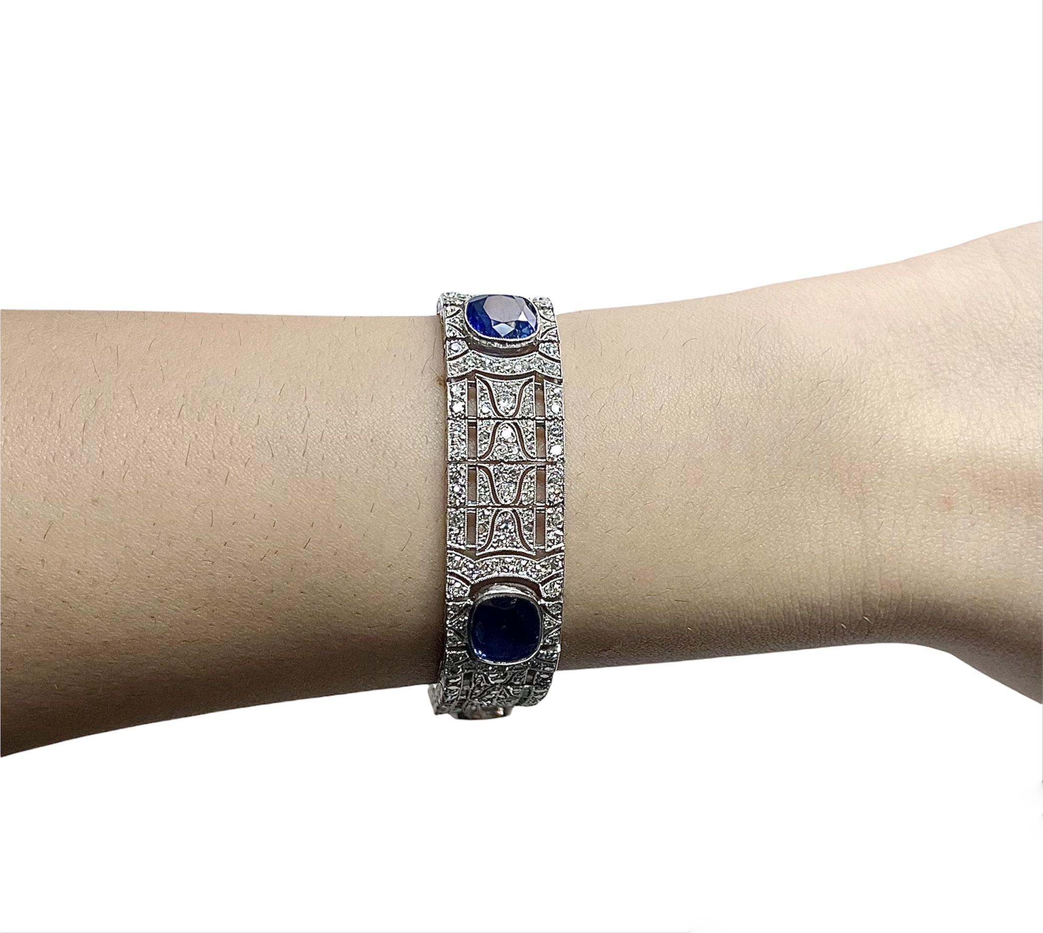 Bracelet Art déco ancien des années 1920 avec saphir de Birmanie de 20,00 carats et diamants Pour femmes en vente