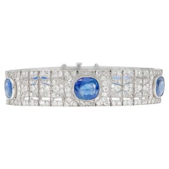 Bracelet Art déco ancien des années 1920 avec saphir de Birmanie de 20,00 carats et diamants