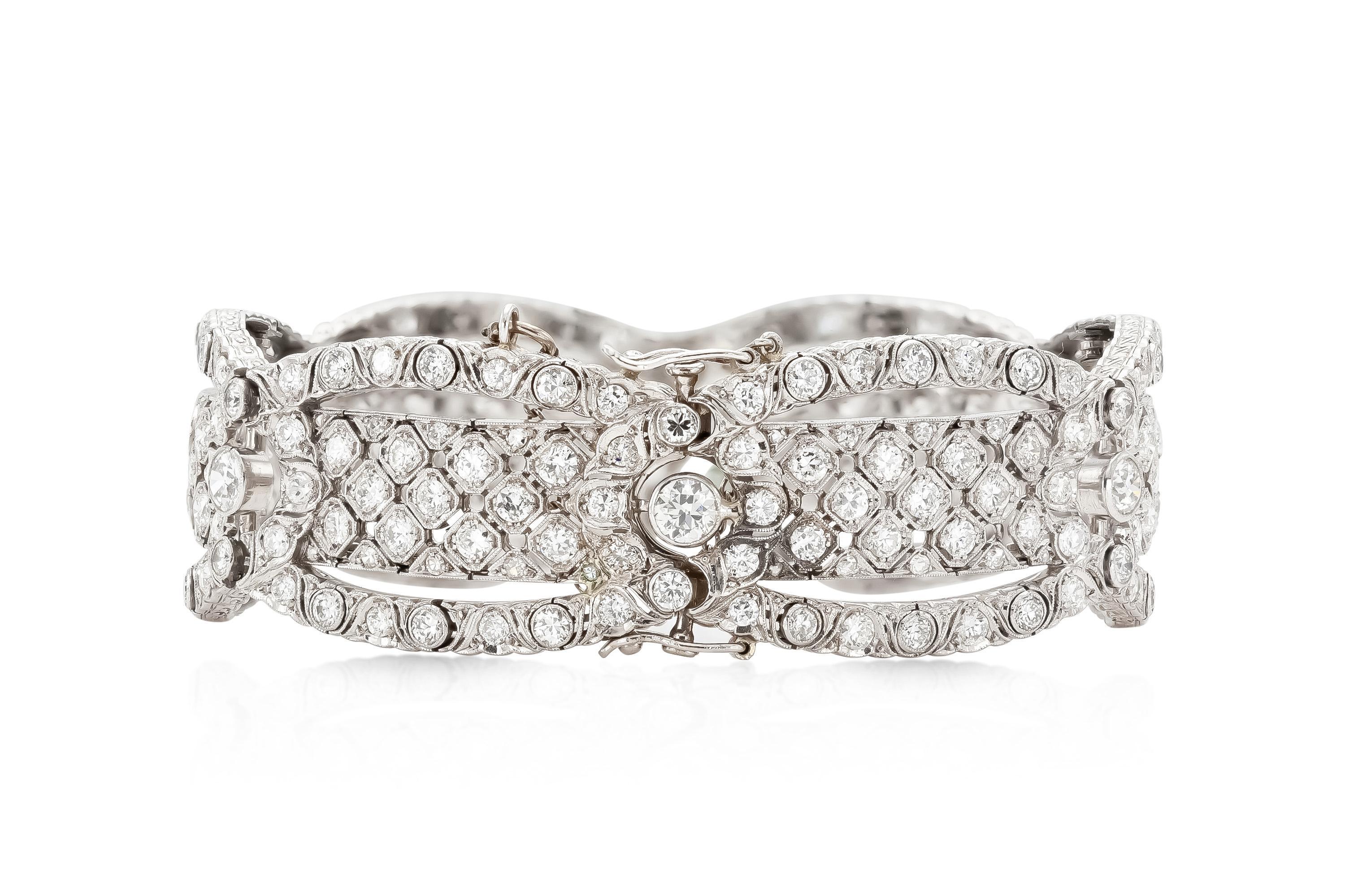 Taille vieille Europe Bracelet Art déco ancien des années 1920 avec diamants taille vieille Europe de 20,00 carats en vente