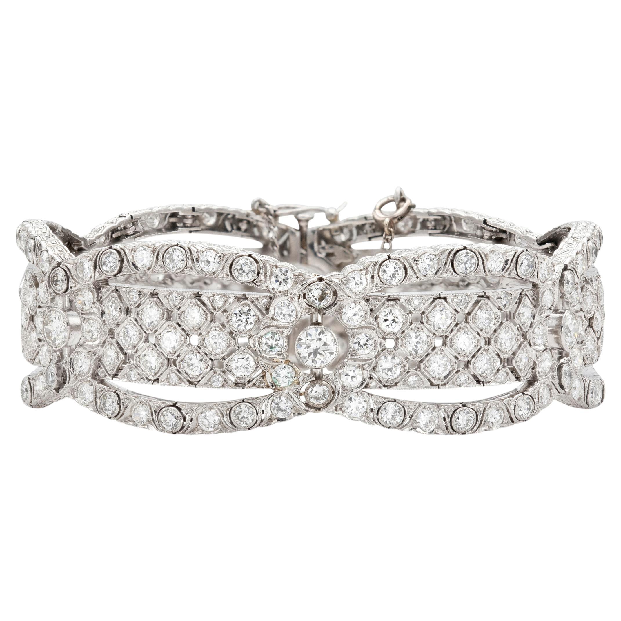 Antikes Art-Déco-Diamantarmband mit 20,00 Karat im alteuropäischen Schliff, 1920er Jahre