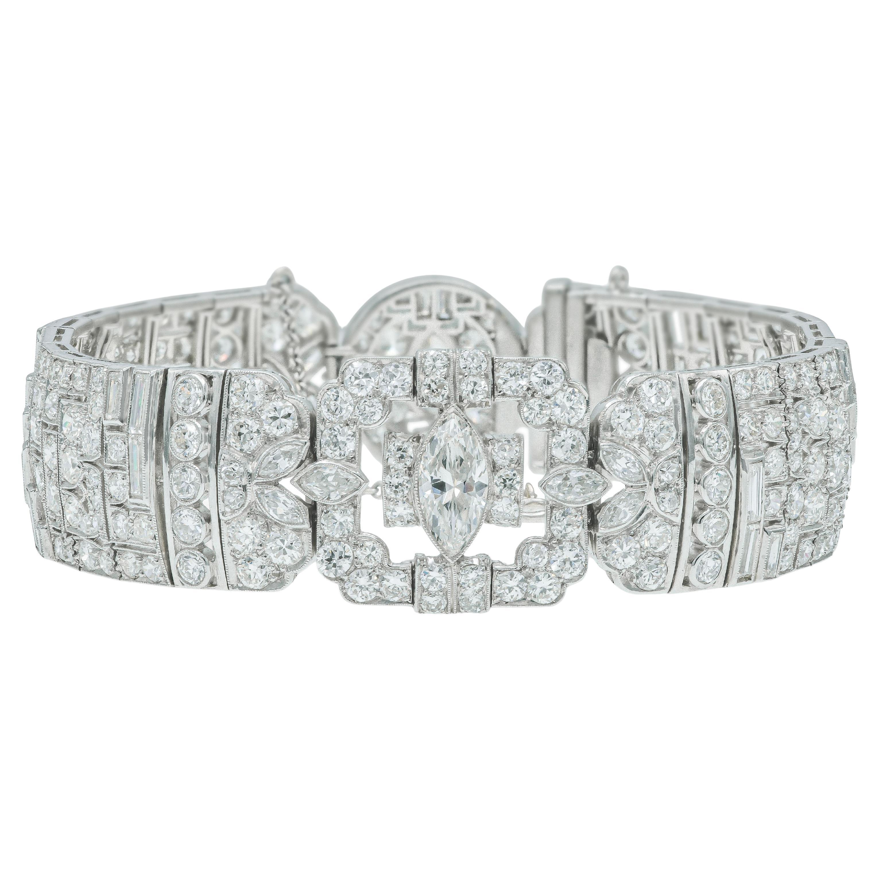 Antike Art Deco 1920er Jahre 22,30 Karat Diamant-Armband