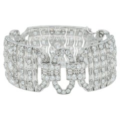 Antique Art Deco 1920s 23.50 Carat Old European Diamond Wide Bracelet