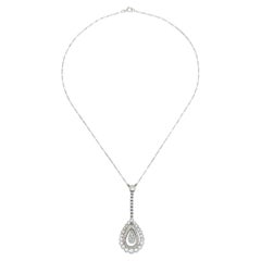 Collana con ciondolo a goccia con diamante da 2,50 carati in stile antico Art Deco anni '20