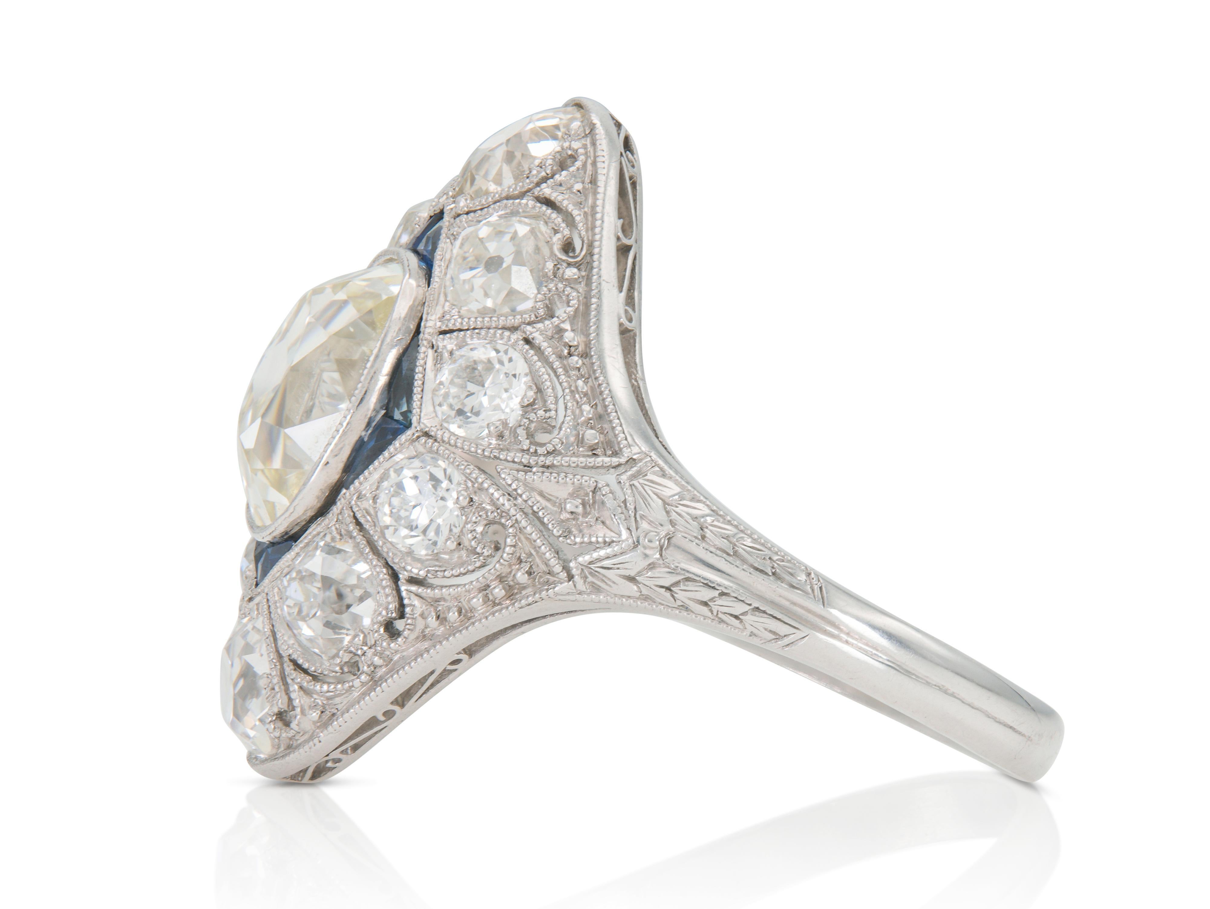 Taille vieille mine Bague de soirée Art déco des années 1920 avec diamant taille vieille mine de 2,50 carats en vente