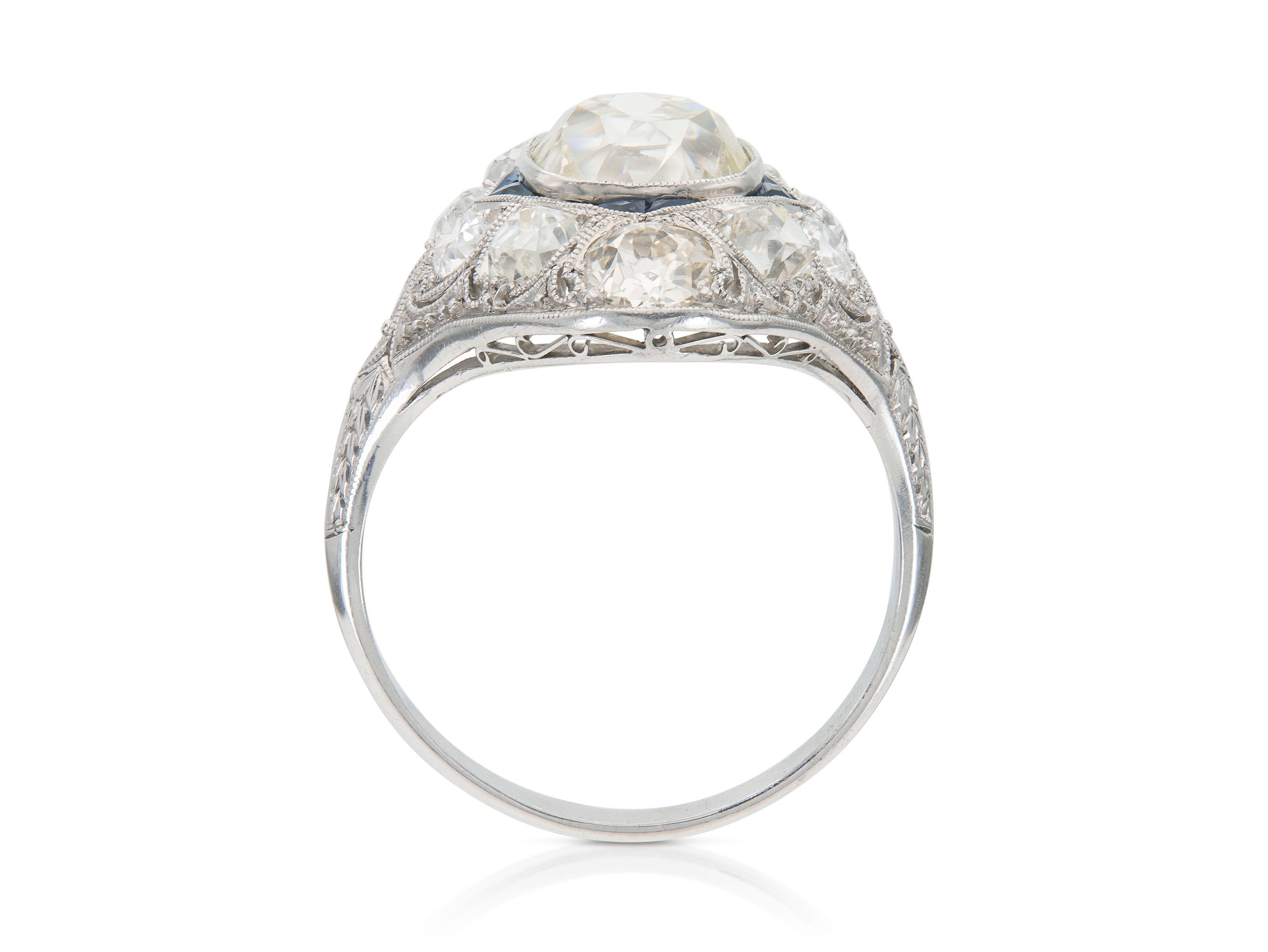 Bague de soirée Art déco des années 1920 avec diamant taille vieille mine de 2,50 carats Bon état - En vente à New York, NY