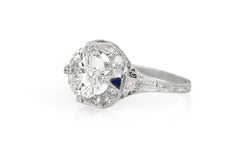 Antique Art Deco 1920s 2.65 Carat Old European Cut Diamond Engagement Ring