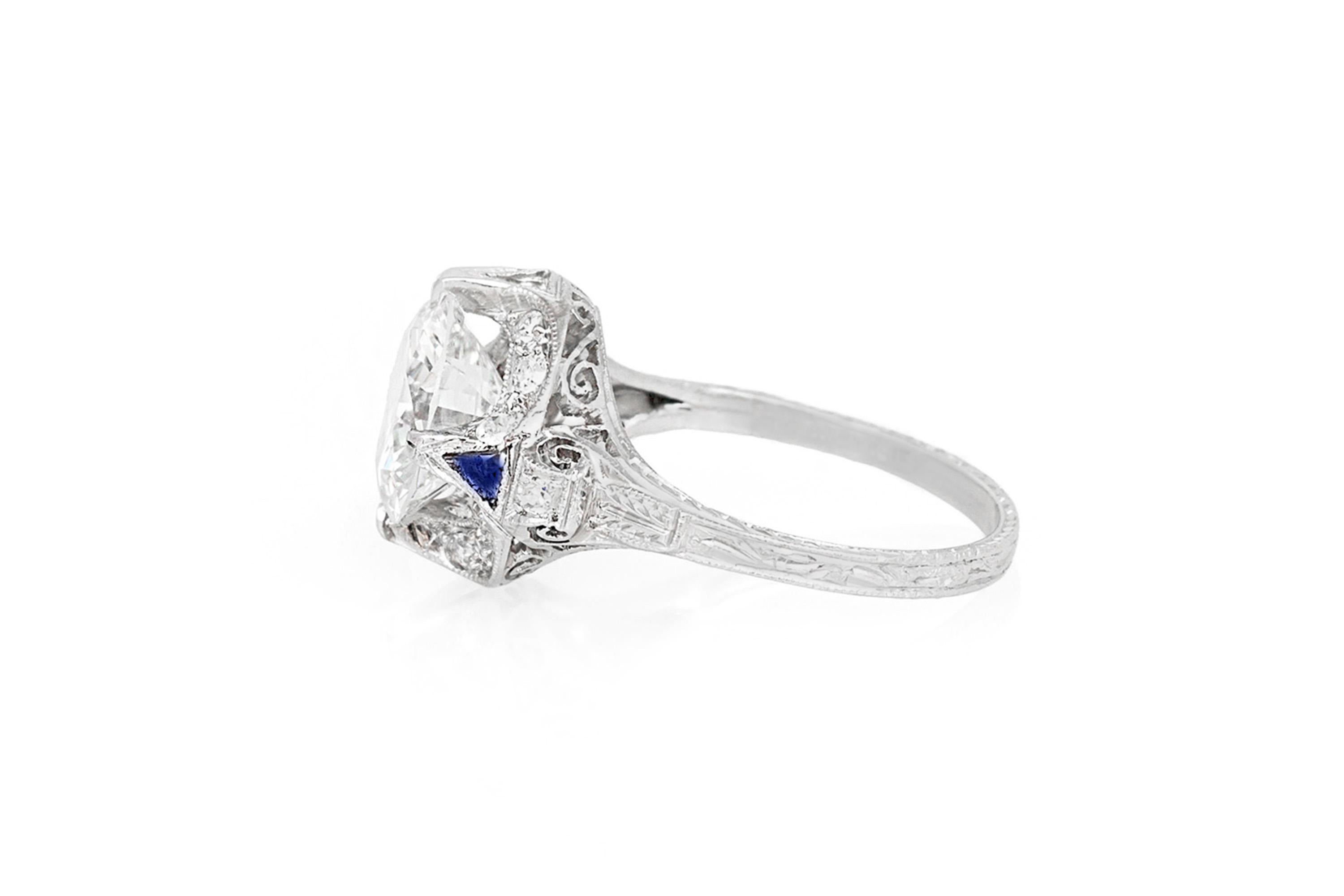 Taille vieille Europe Bague de fiançailles Art déco ancienne des années 1920 avec diamant taille européenne ancienne de 2,65 carats en vente