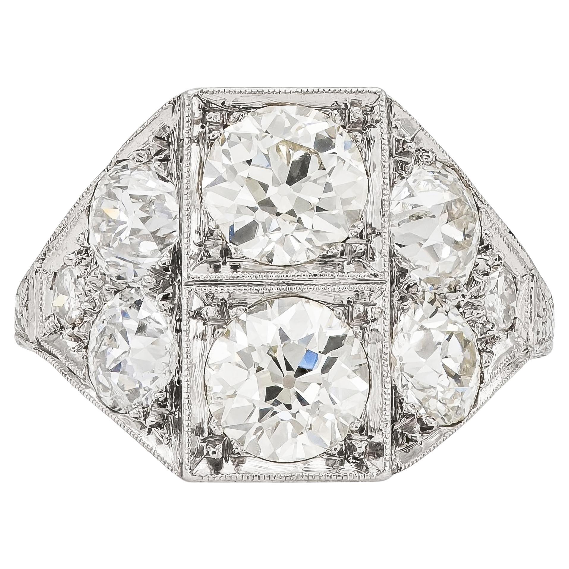Antiker Art Deco 1920er Jahre 3,00 Karat Diamant Dinner Ring