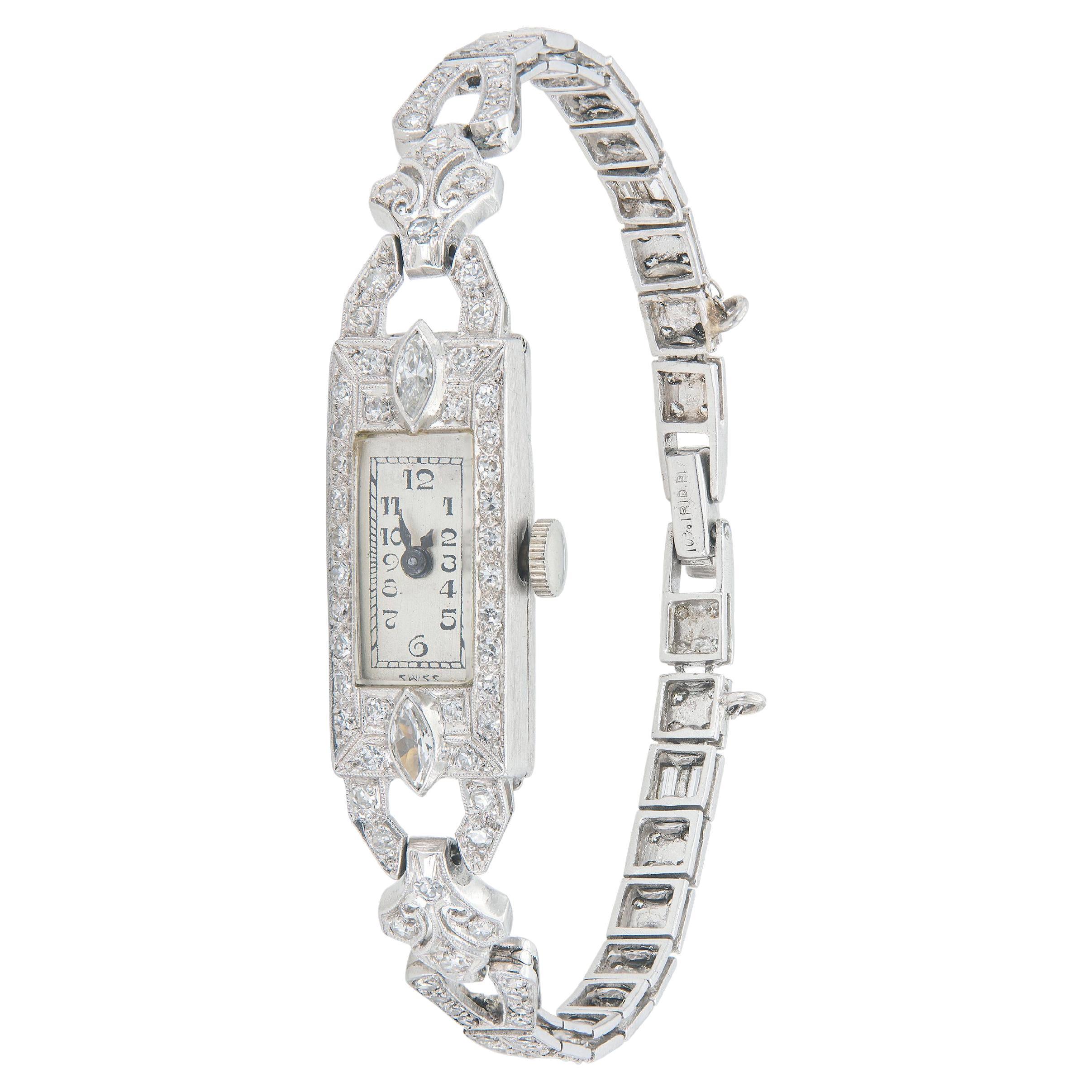 Antique Art Deco 1920s 3.00 Carat Diamond Watch