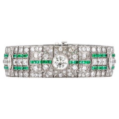 Antikes Art-Déco-Armband mit 34,50 Karat Diamanten und Smaragden, 1920er Jahre