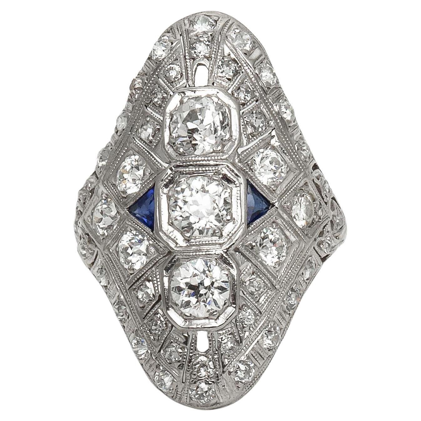 Antiker Art Deco 1920er Jahre 3,50 Karat Diamant Dinner Ring im Angebot