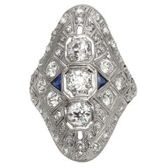 Antiker Art Deco 1920er Jahre 3,50 Karat Diamant Dinner Ring