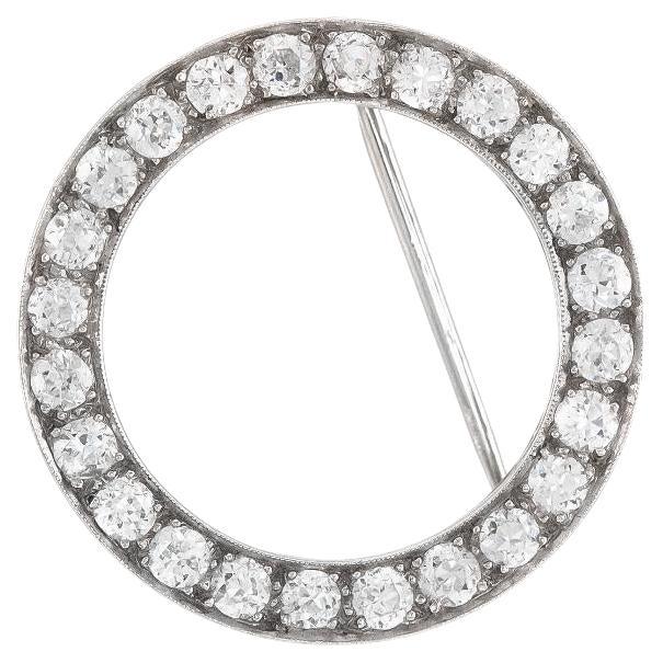 Broche circulaire en diamant de 4,00 carats, Arte Antiques, 1920 en vente