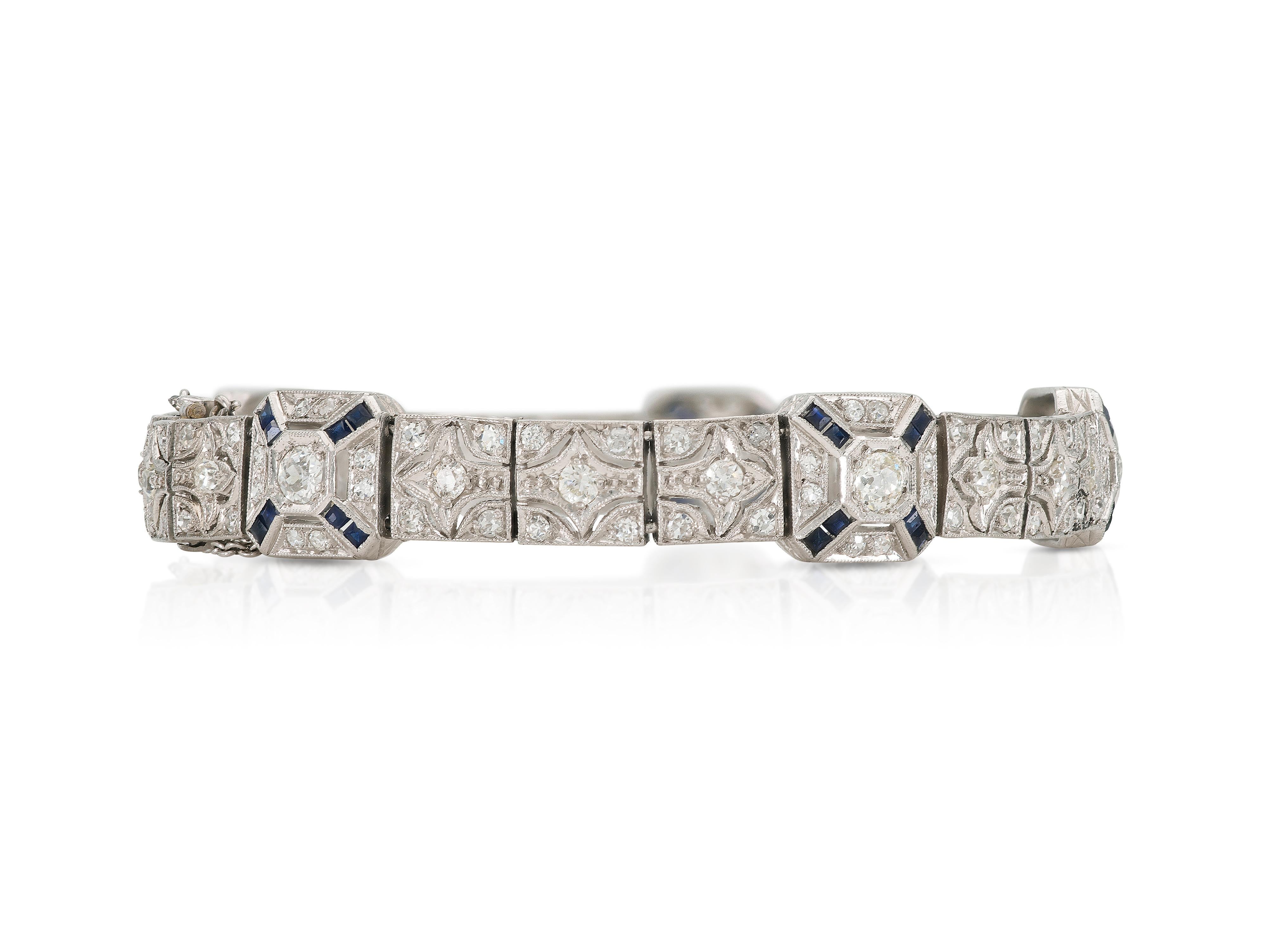 Art déco Bracelet art déco ancien des années 1920 avec diamants de 4,50 carats en vente