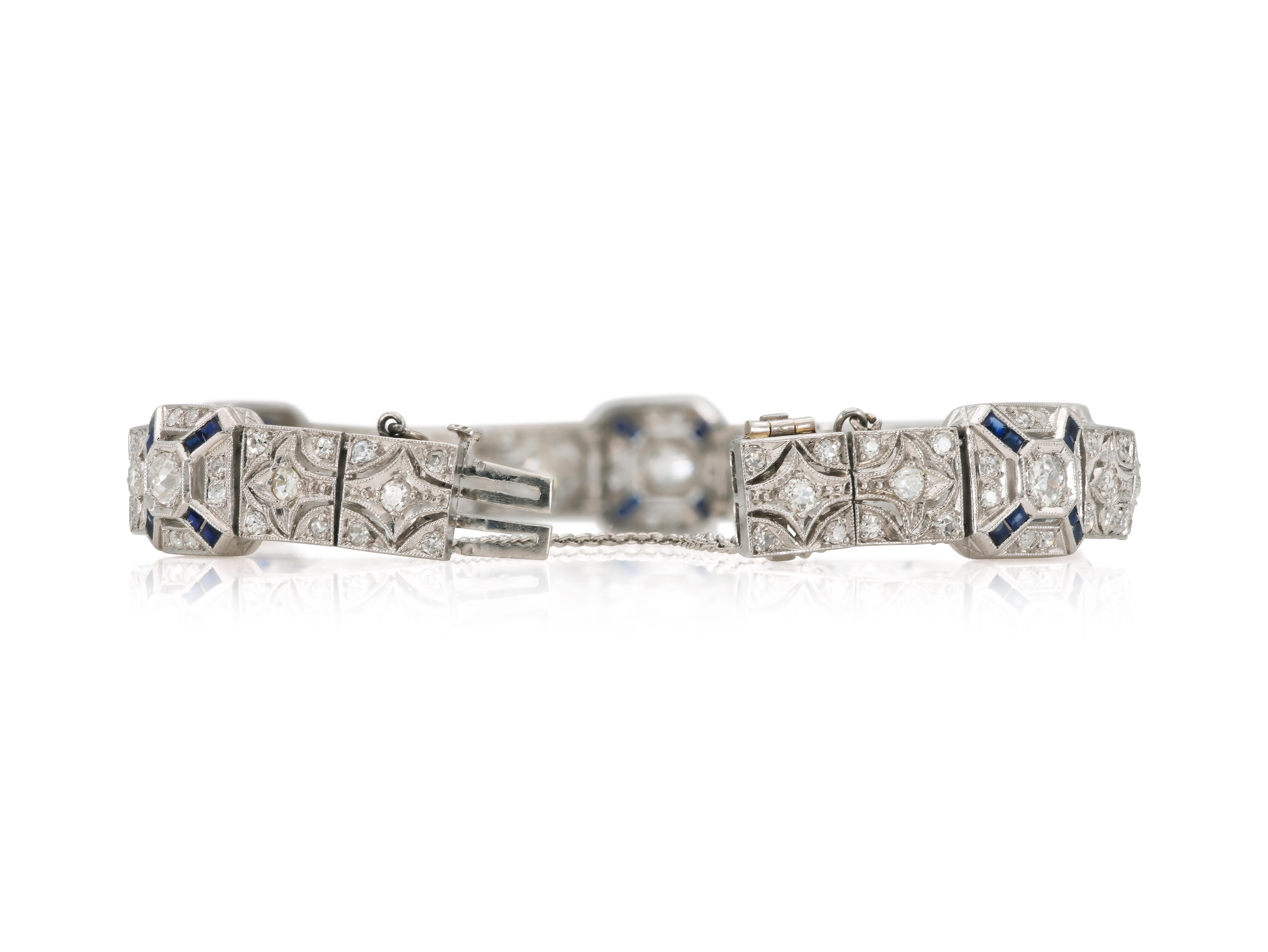 Taille vieille Europe Bracelet art déco ancien des années 1920 avec diamants de 4,50 carats en vente
