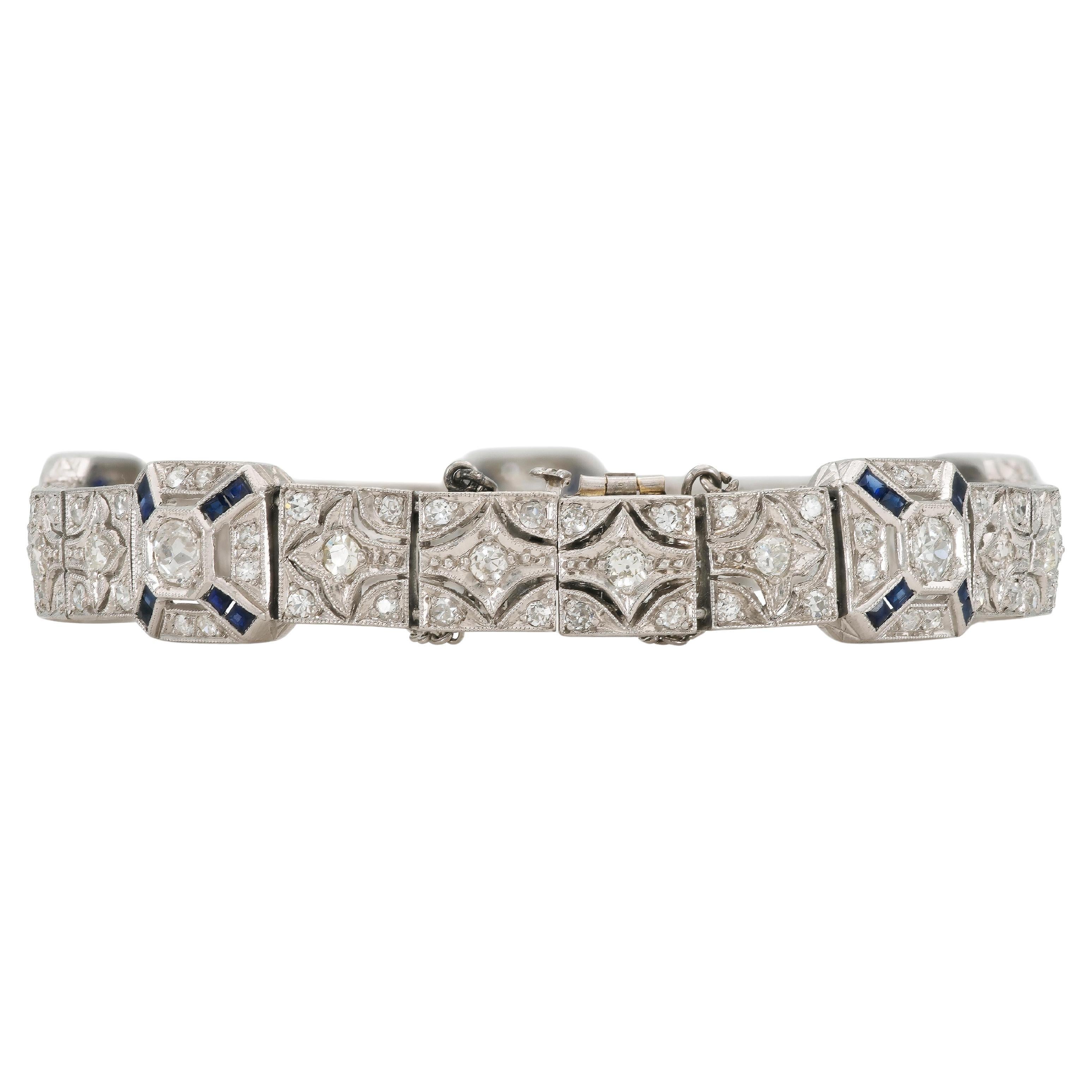 Antique Art Deco 1920s 4.50 Carat Diamond Line Bracelet