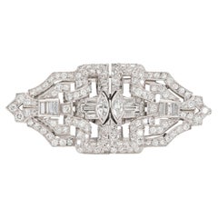Antique Art Deco 1920s 4.55 Carat Diamond Double Clip Brooch