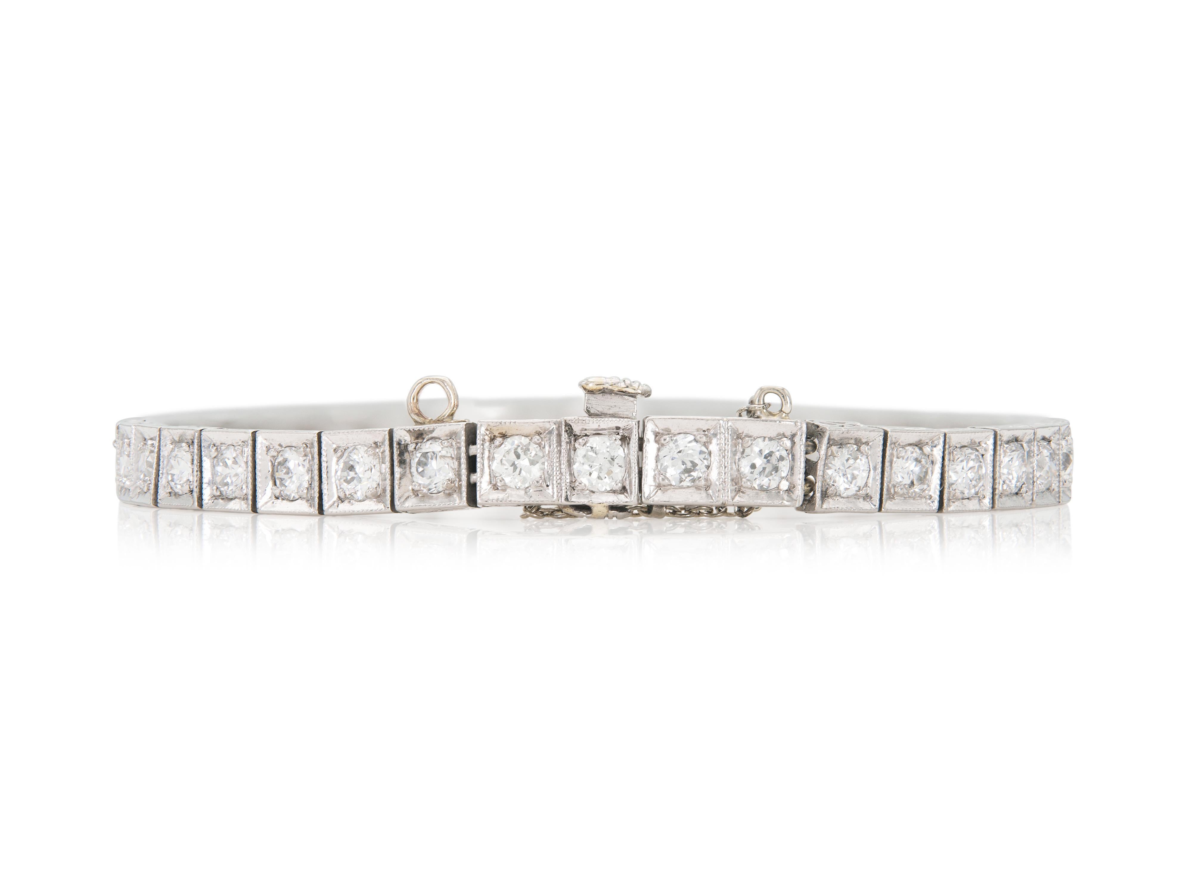 Art déco Arte Antiques Art Line 1920s 5.00 Carat Diamond Line Bracelet en vente