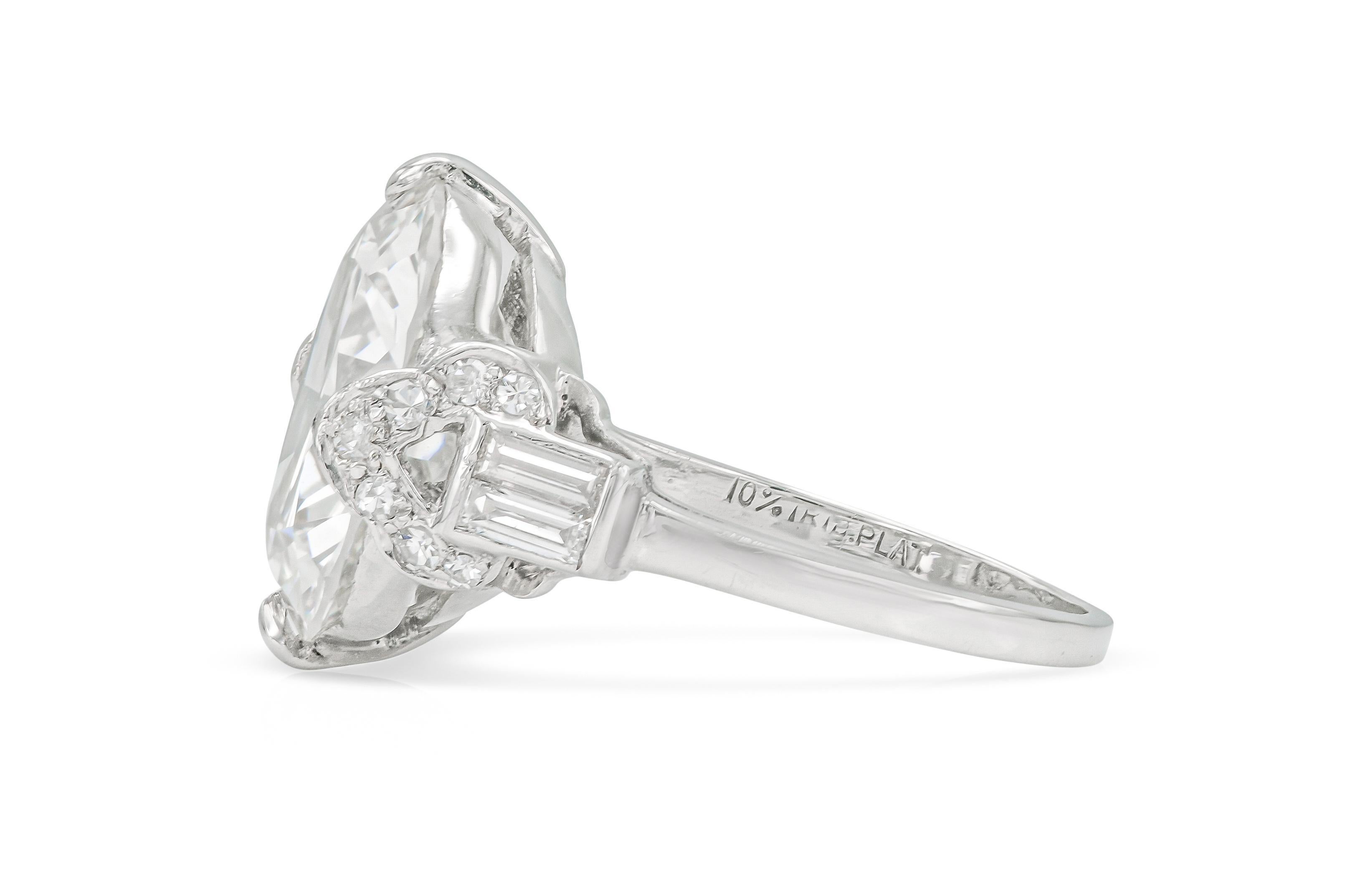 Taille vieille Europe Bague de fiançailles Art déco des années 1920 avec diamant taille européenne ancienne de 7,12 carats en vente
