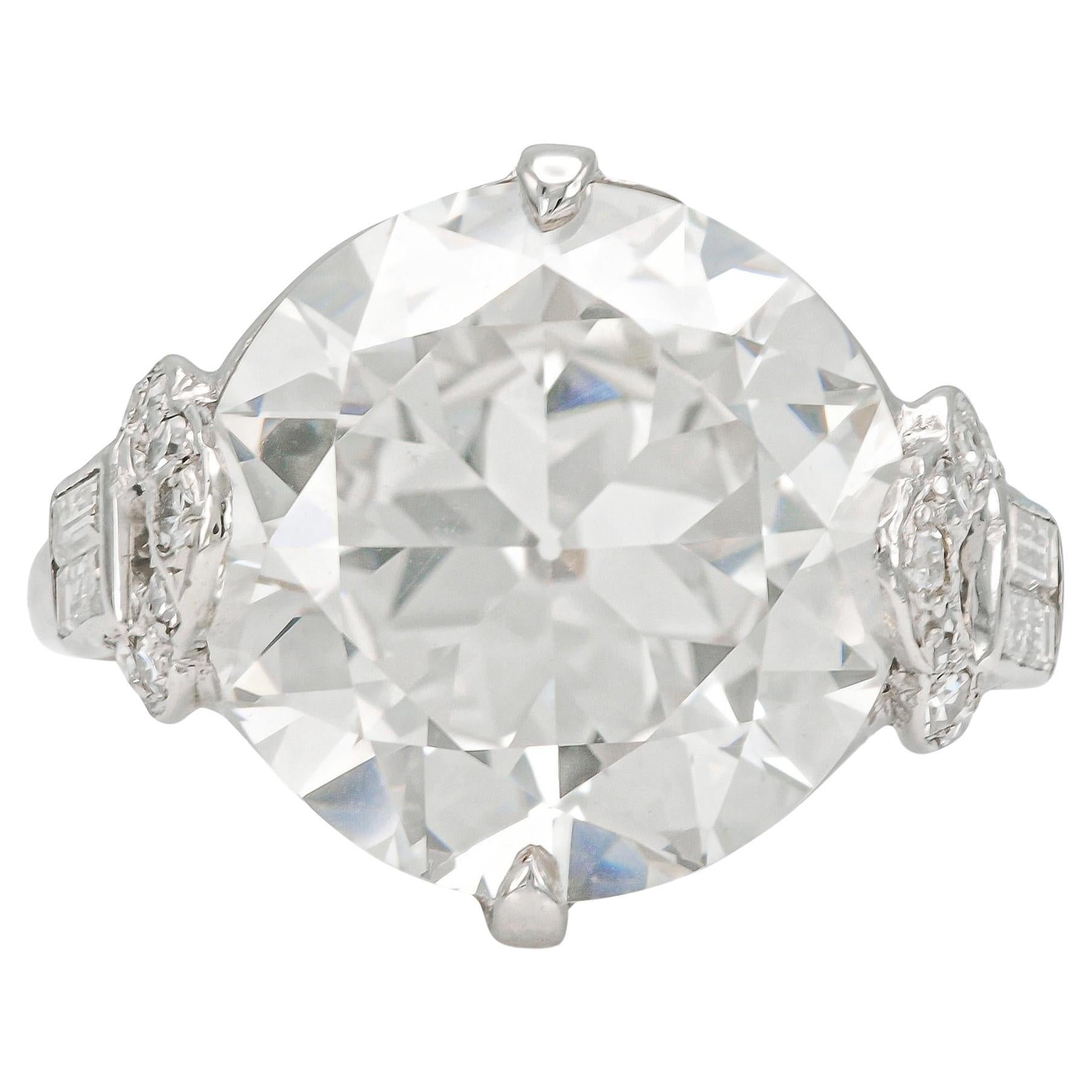Antique Art Deco 1920s 7.12 Carat Old European Cut Diamond Engagement Ring