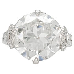 Bague de fiançailles Art déco des années 1920 avec diamant taille européenne ancienne de 7,12 carats