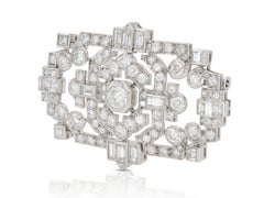 Antique Art Deco 1920s 8.50 Carat Diamond Openwork Brooch