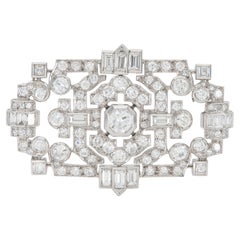 Antique Art Deco 1920s 8.50 Carat Diamond Openwork Brooch