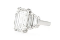 Antique Art Deco 1920s 9.39 Carat Emerald Cut Diamond Engagement Ring