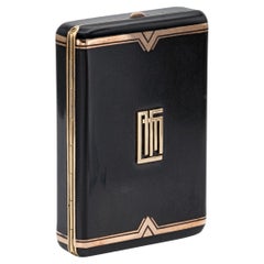 Antique Art Deco 1920s Cartier Black Enamel Compact
