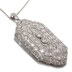 Antique Art Deco 1920s Certified 5.17 Carat Diamond Platinum Pendant Necklace
