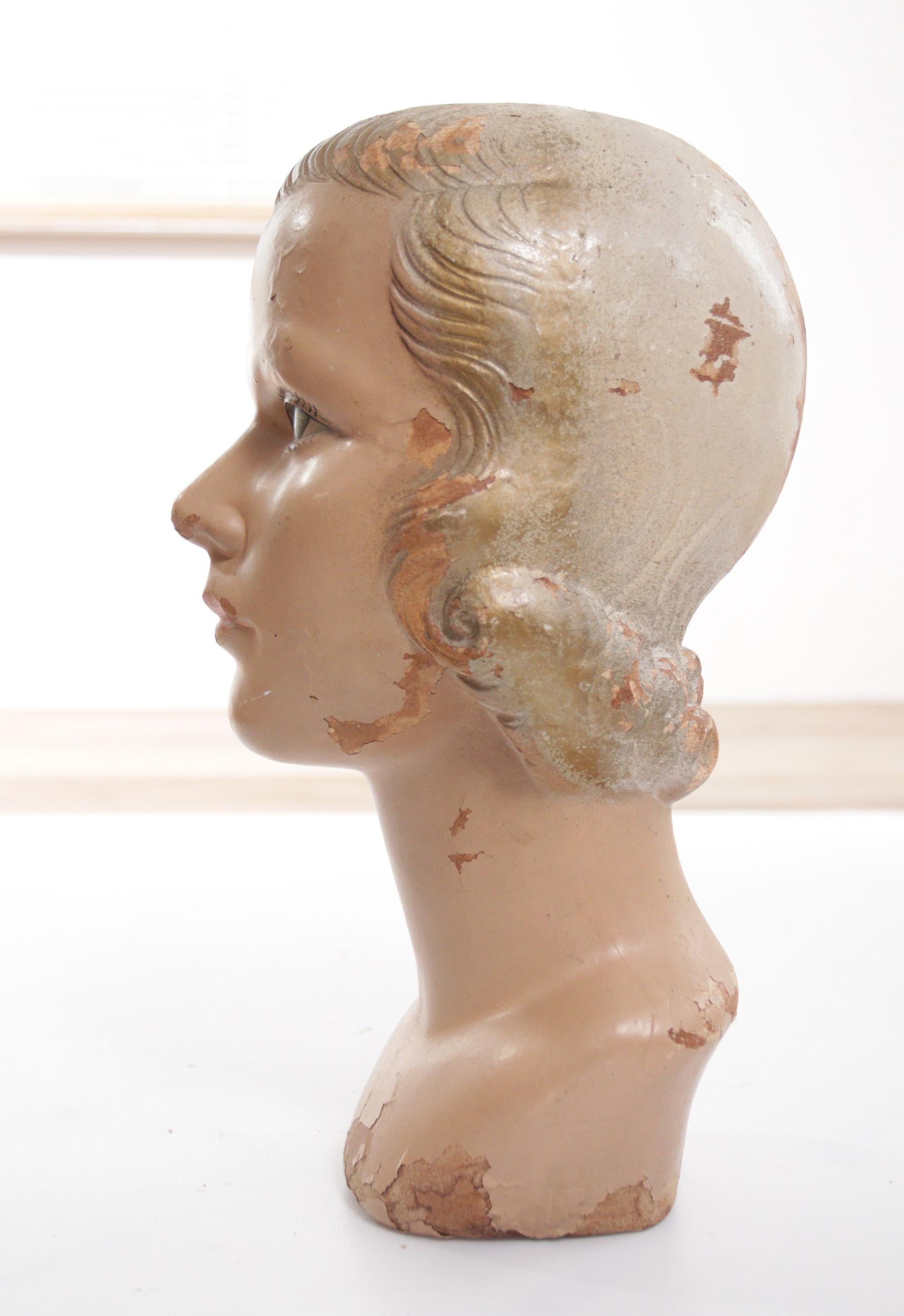 Antique Art Deco 1920s Collectable Original Mannequin Display Head For Sale 8