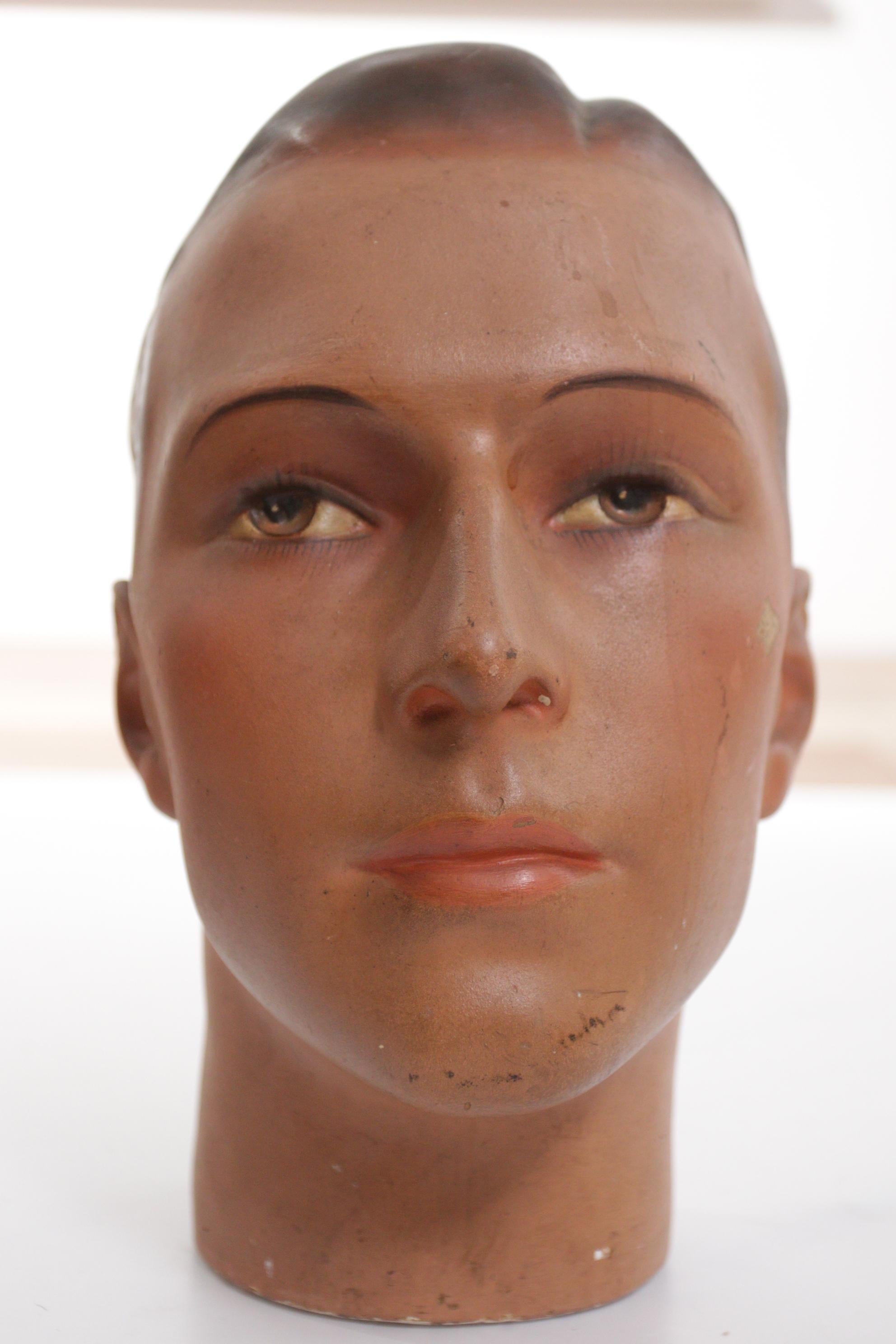 French Antique Art Deco 1920s Collectable Original Mannequin Display Head Nr2 For Sale