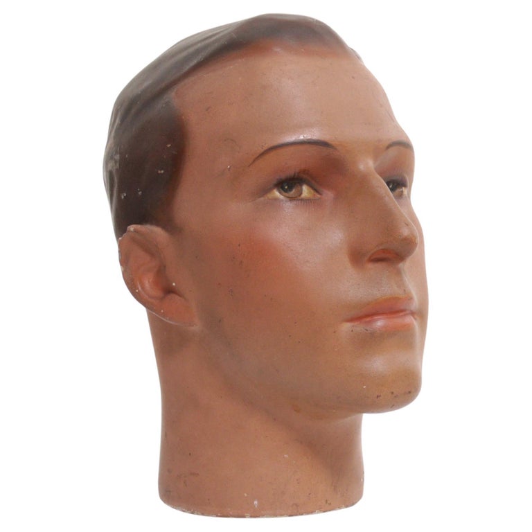 1930's Male Head of Mannequin Man Vintage Design Face Art Deco