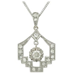 Antique Art Deco 1920s Diamond and Platinum Pendant