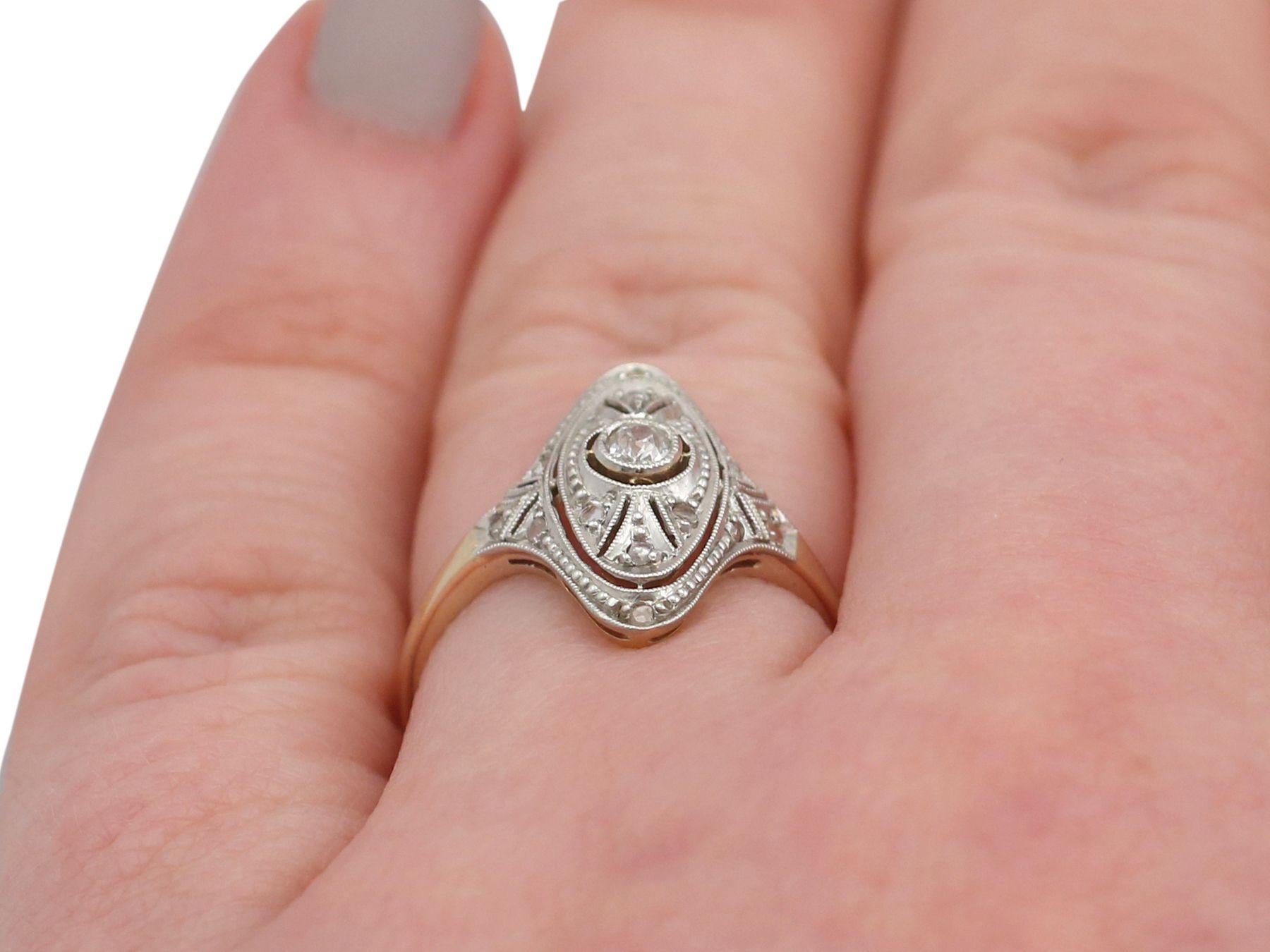 Women's Antique Art Deco 1920s Diamond Yellow Gold Marquise Ring For Sale