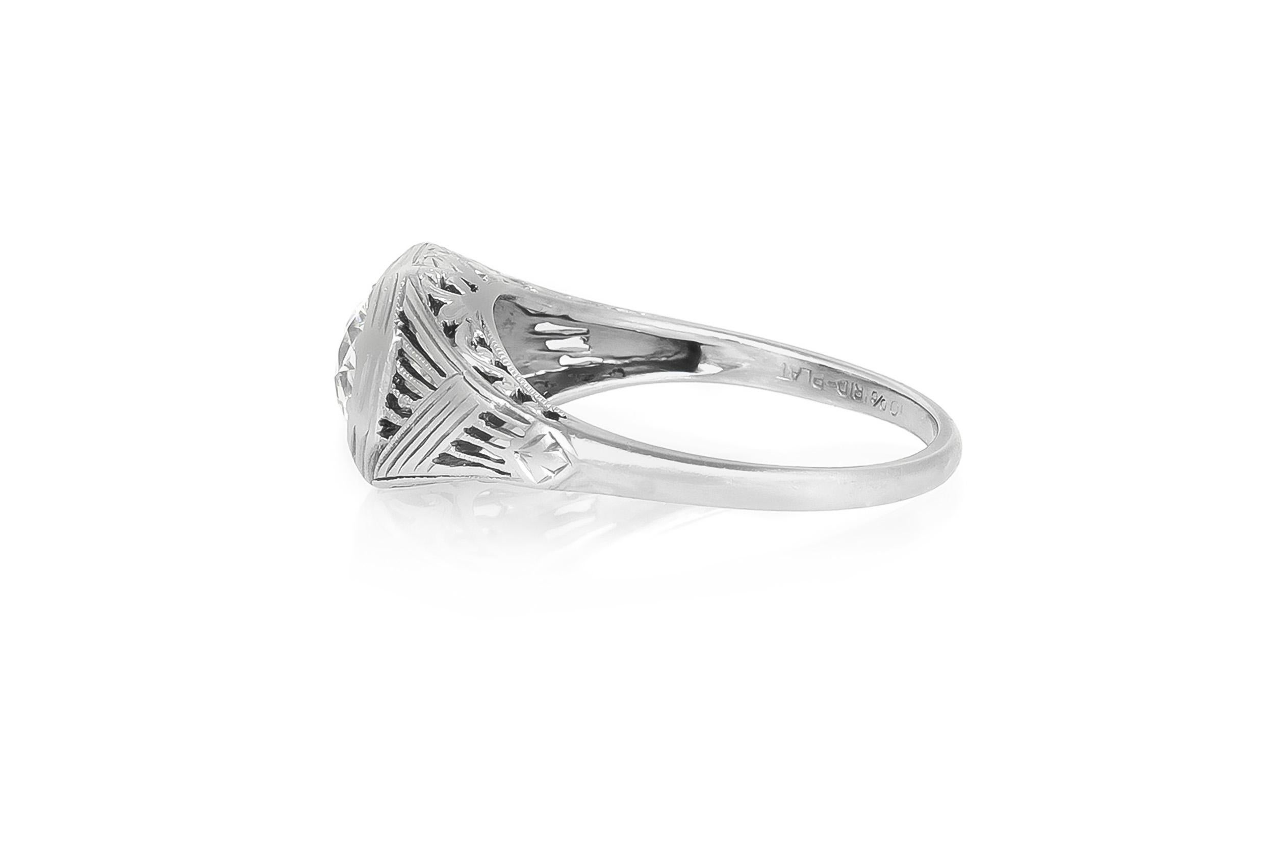 Antique Art Deco 1920s Old European Cut Diamond  Engagement Ring Art Decó en venta