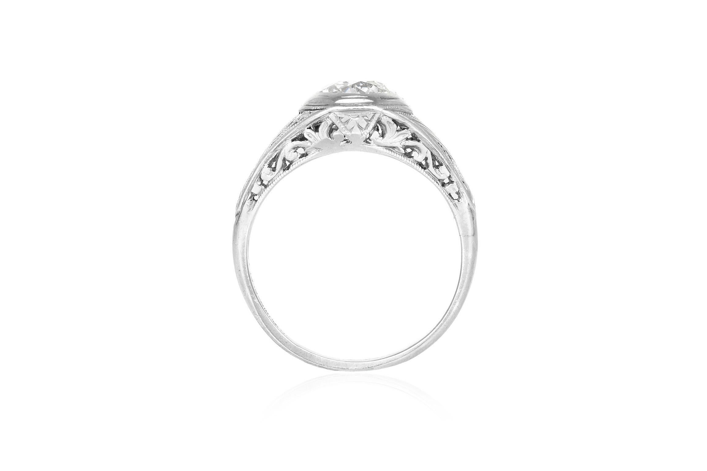 Antique Art Deco 1920s Old European Cut Diamond  Engagement Ring Corte europeo antiguo en venta