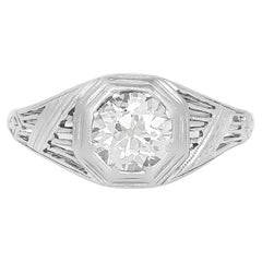 Antique Art Deco 1920s Old European Cut Diamond  Engagement Ring