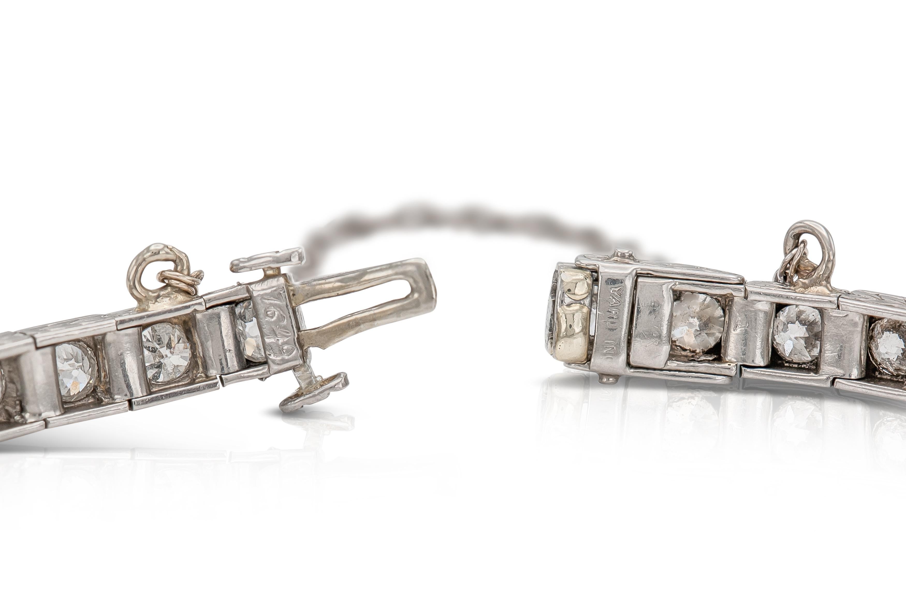 Antique Art Deco 1920s Raymond Yard 6.00 Carat Diamond Line Bracelet In Good Condition For Sale In New York, NY
