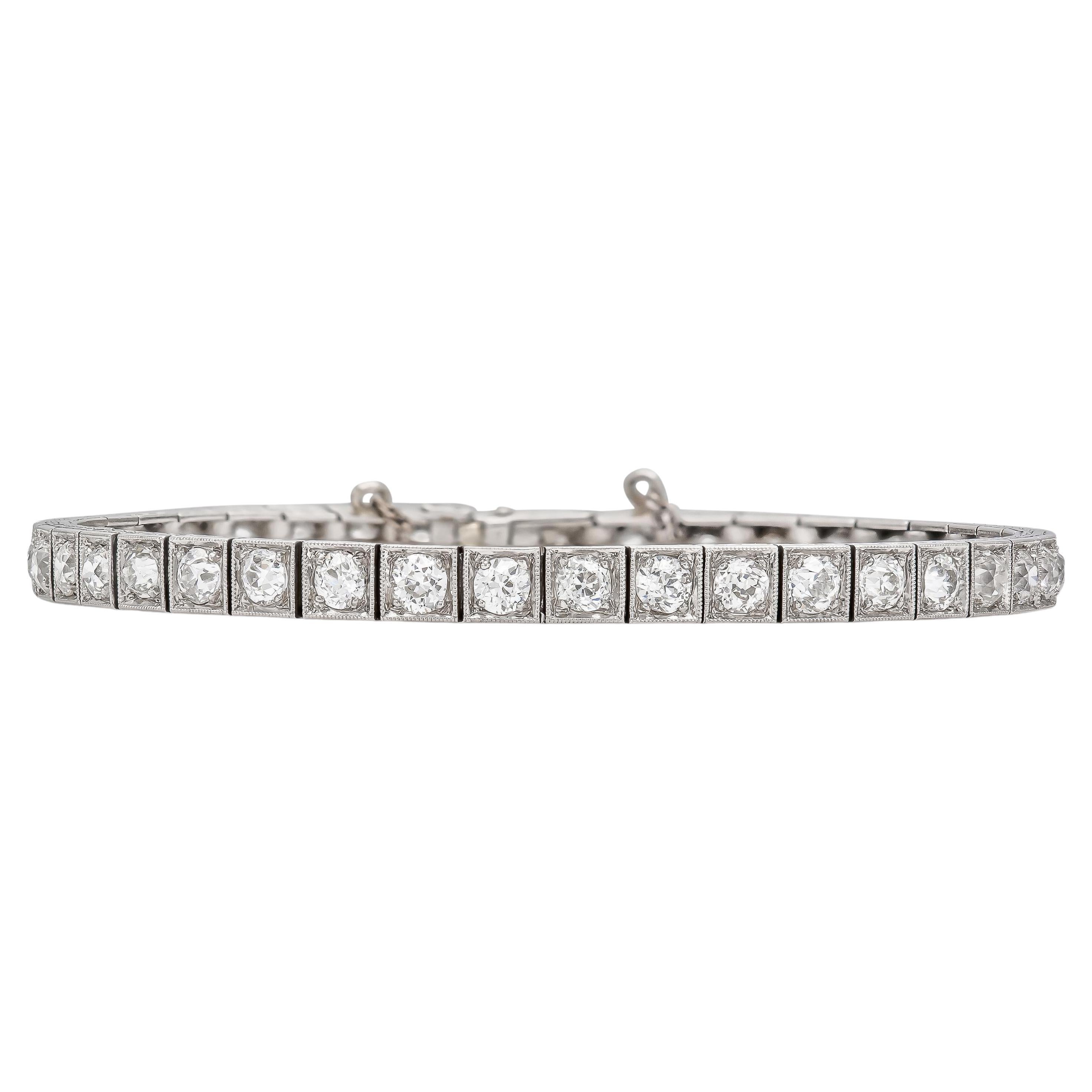 Raymond Yard, bracelet ligne Art déco ancien des années 1920 avec diamants de 6,00 carats en vente
