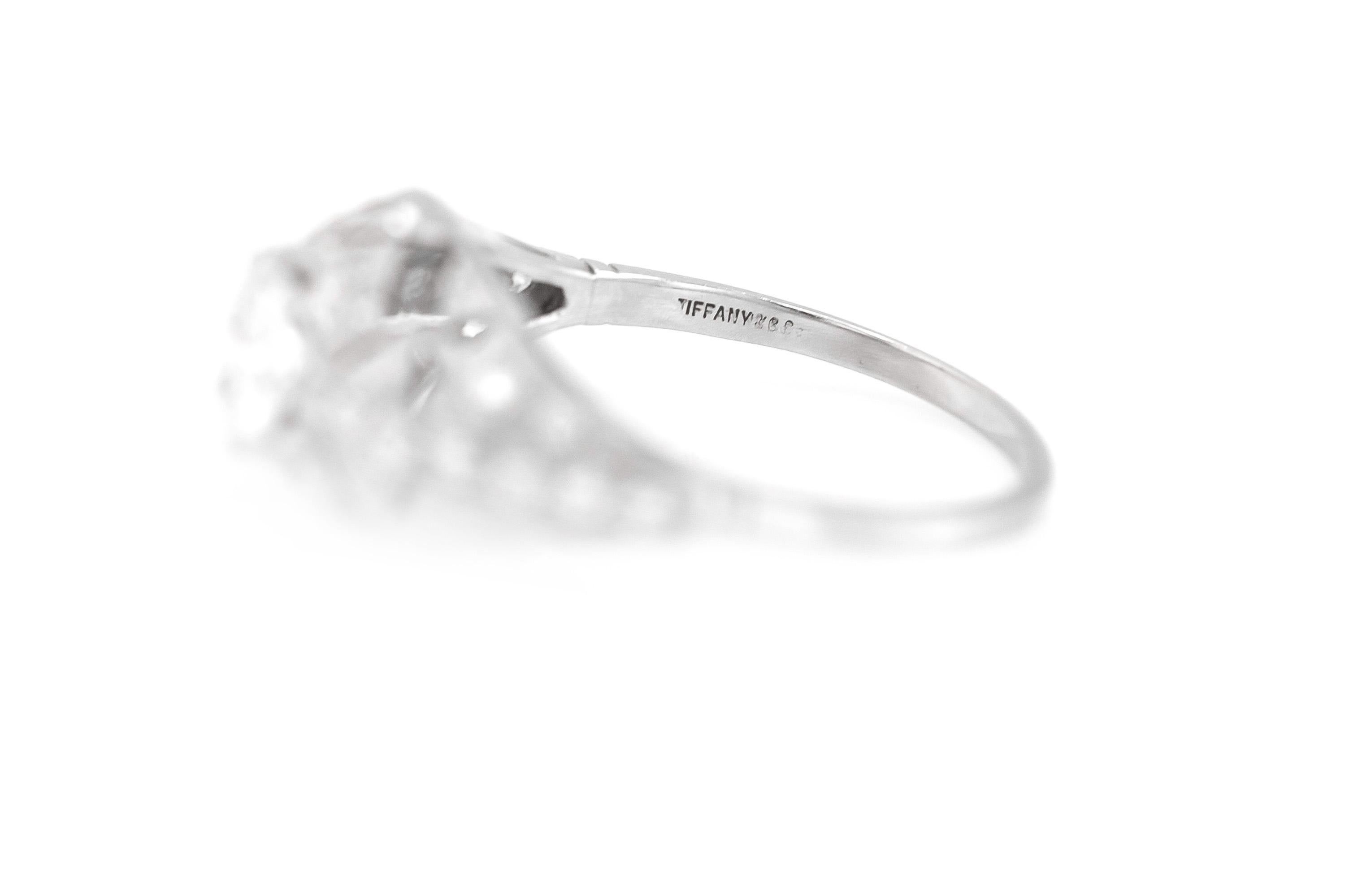Antiker Art Deco 1920er Jahre Tiffany & Co. Diamantring mit 1,00 Karat im alteuropäischen Schliff (Rundschliff) im Angebot