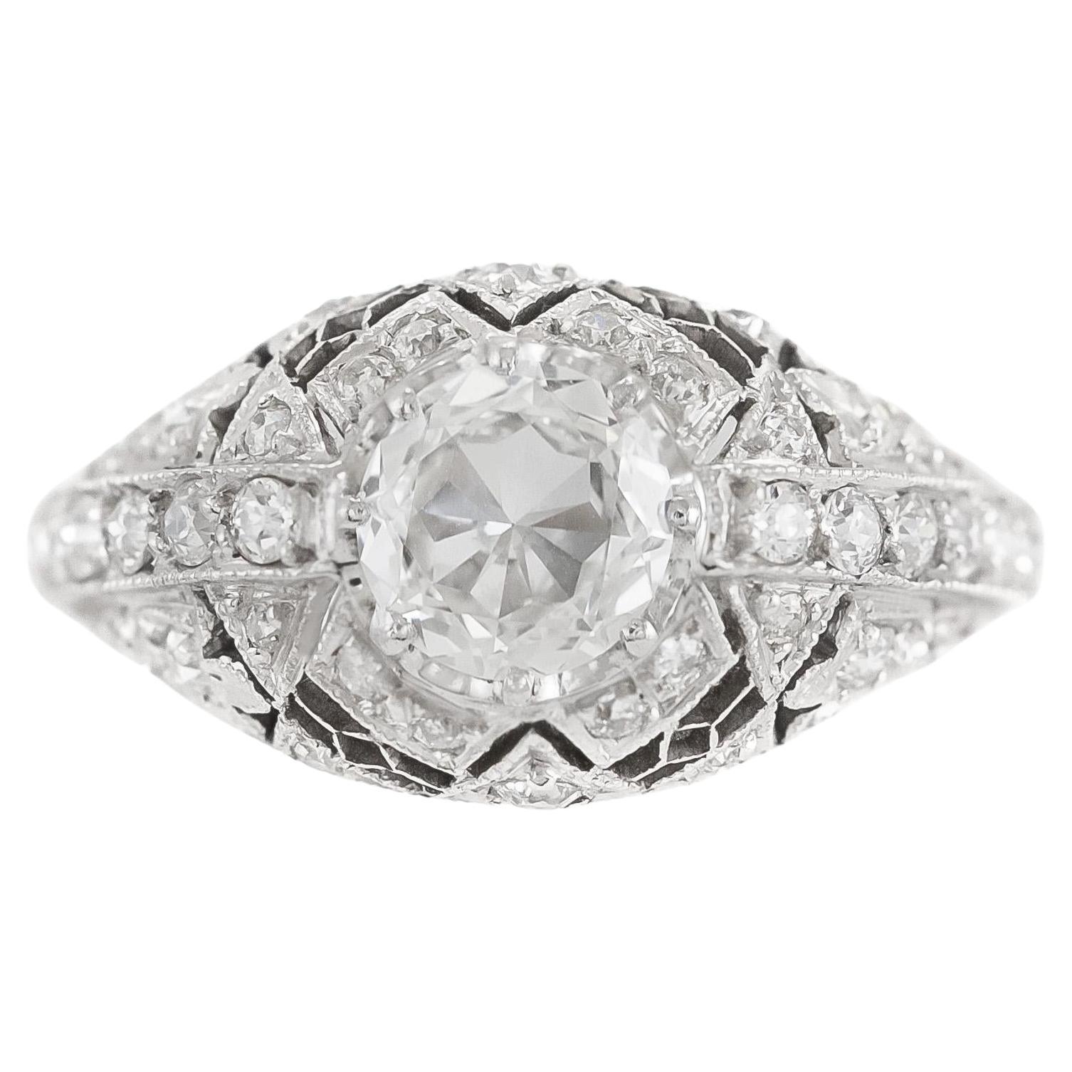Antique Art Deco 1920s Tiffany & Co. 1.00 Carat Old European Cut Diamond Ring