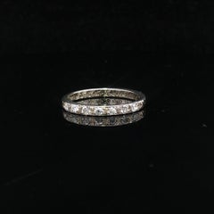 Antique Art Deco 1927 18k White Gold 0.15ctw Old Diamond Stack Wedding Band Ring