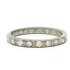 Antique Art Deco 1927 18k White Gold 0.15ctw Old Diamond Stack Wedding Band Ring