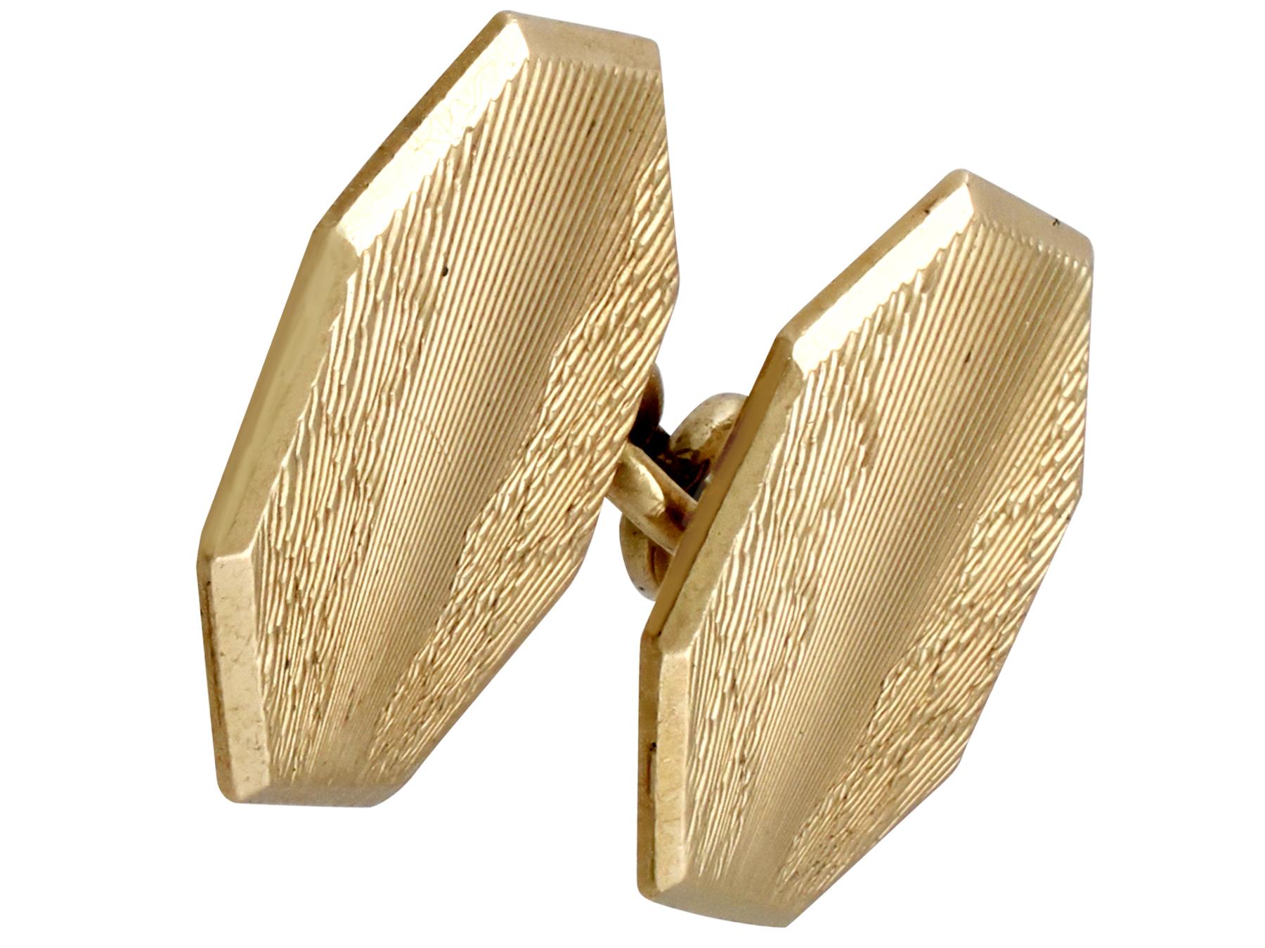 Antique Art Deco 1929 Yellow Gold Cufflinks In Excellent Condition For Sale In Jesmond, Newcastle Upon Tyne