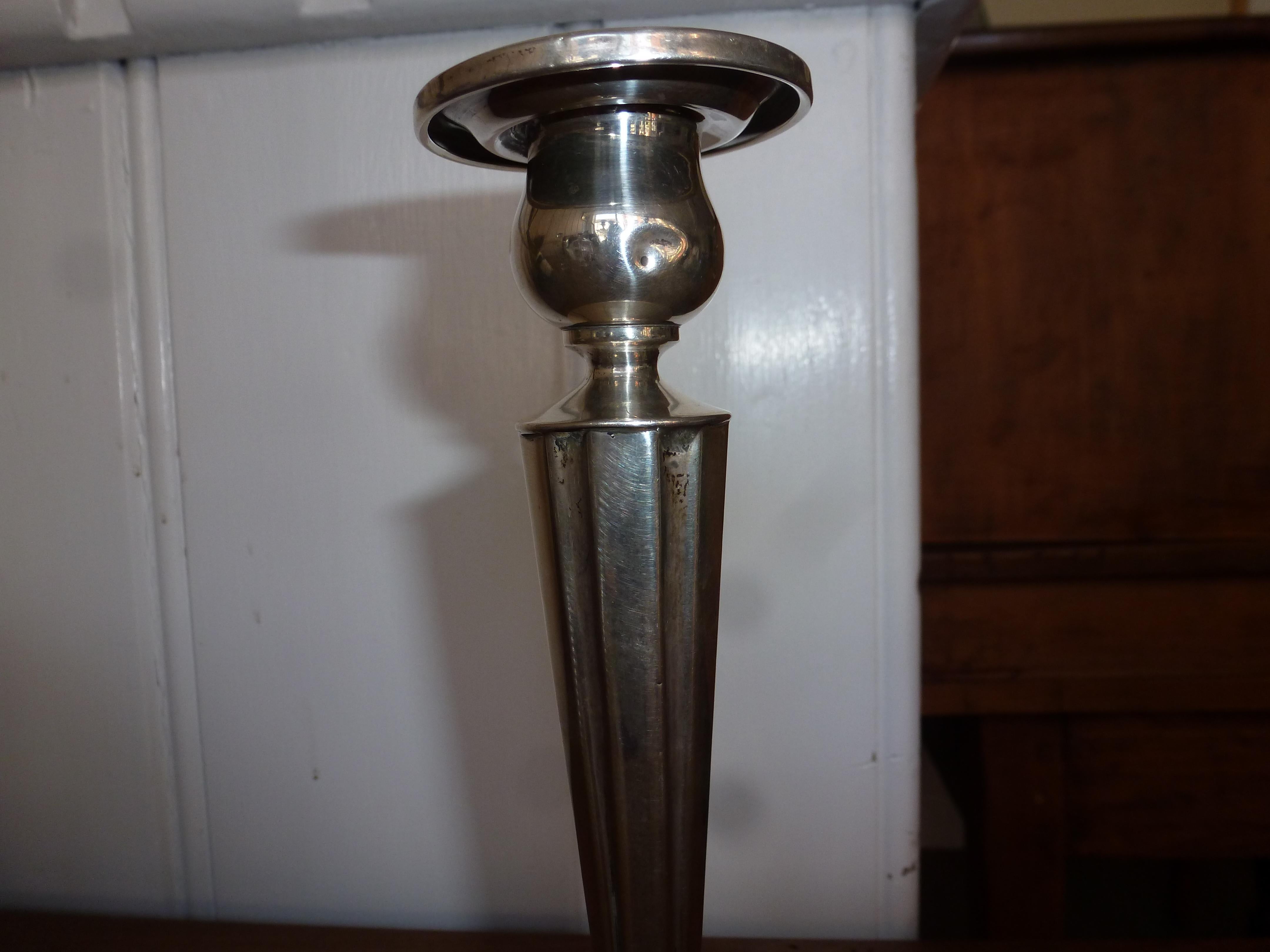 Antique Art Deco 1930 Canadian American Sterling Silver Candlestick Stand Holder For Sale 4