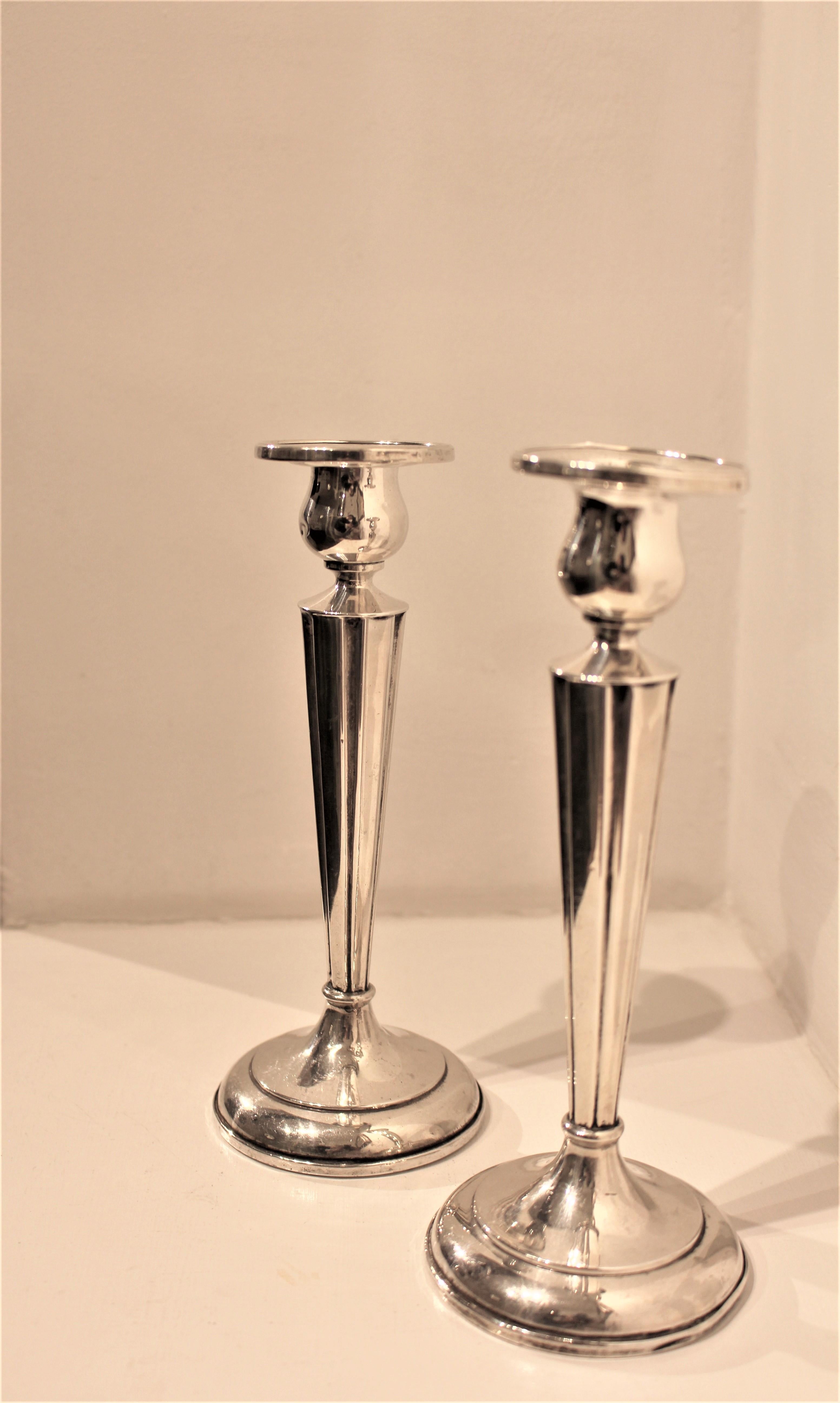 Antique Art Deco 1930 Canadian American Sterling Silver Candlestick Stand Holder For Sale 1